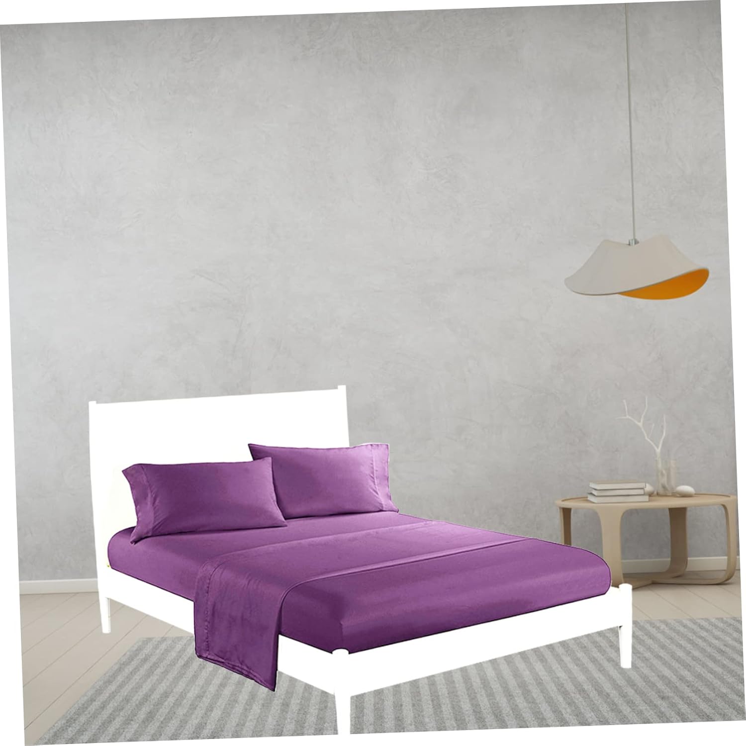 Alipis Queen Solid Color Bed Sheet Set 4-Piece Lightweight Bedding Fitted Sheet and Pillow Shams Soft Breathable Easy Care for Bedroom Decor