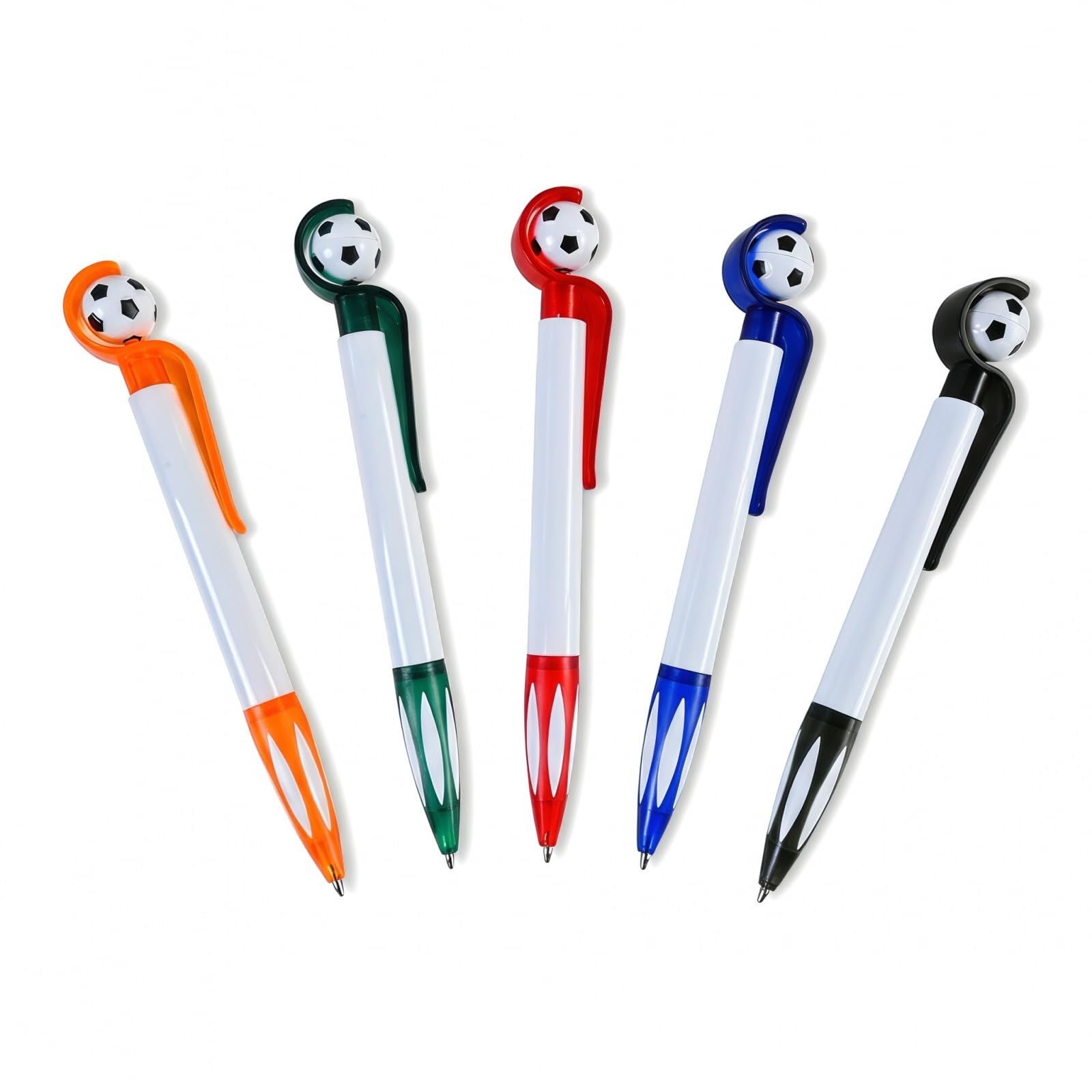 Solvio Football Pens 5 Pcs Retractable Ballpoint Pen, 1.0mm Black Ink Novelty Pens for Kids, Football Party Bags Fillers, Boys Party Favours and School Stationery Supplies