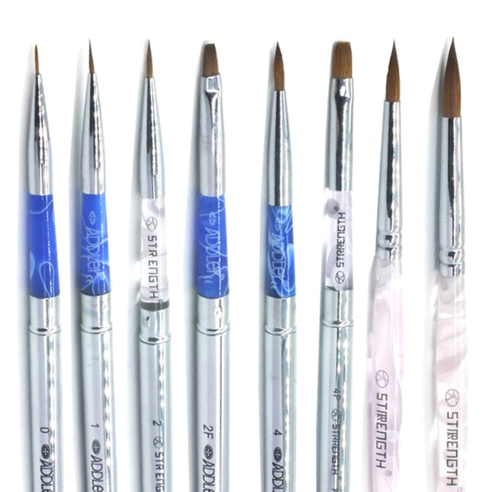 ADDLER Brush Professional Natural Hair For Finest Detail, Dental Lab, Composite, Porcelain, Miniature Painting, Acrylic, Oil, Model, Face or Any Dental Work Set of-8.Assorted Size"STRENGTH"