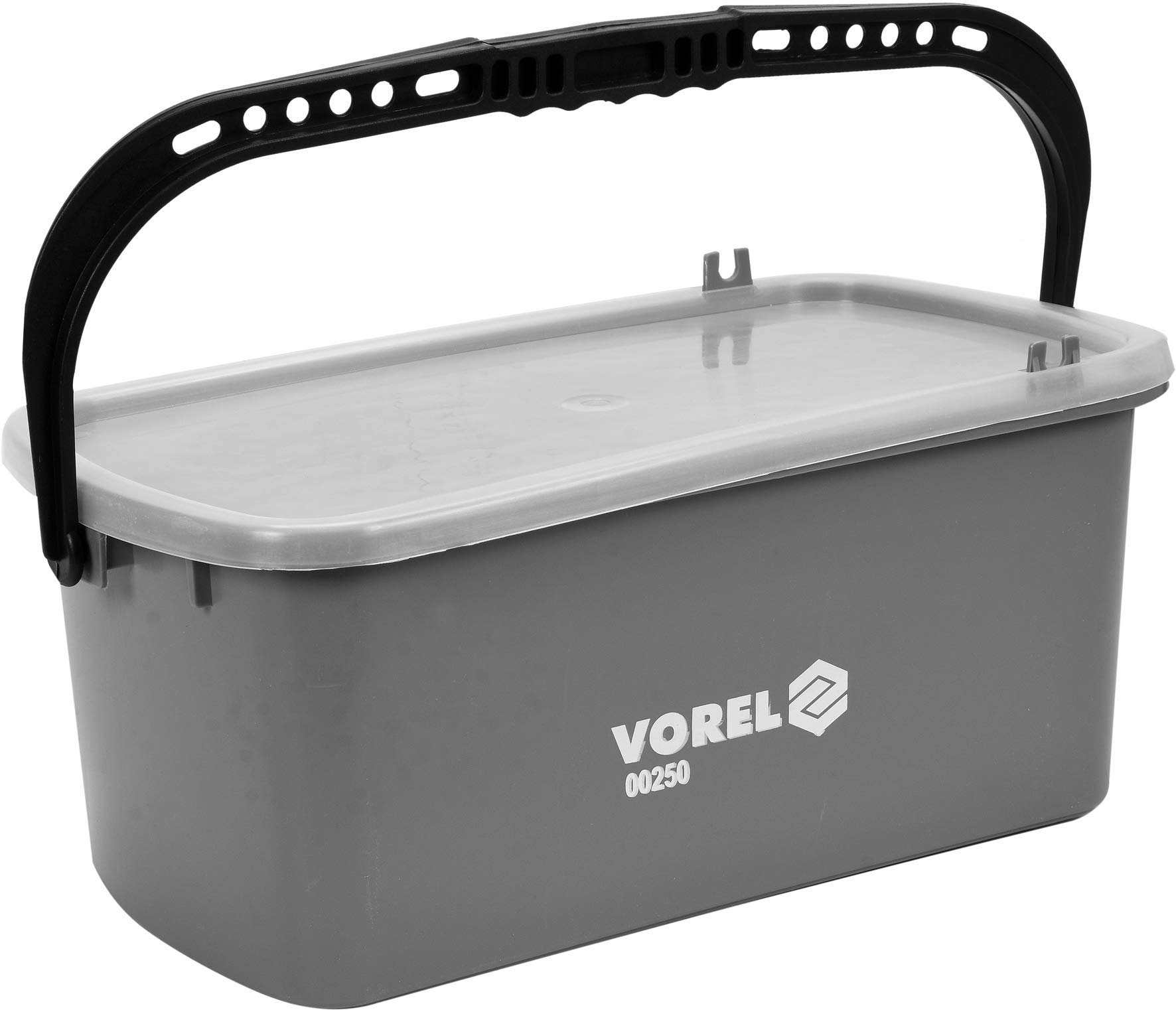 Vorel Juego de lavado de azulejos profesional de 10 litros, 4 piezas, con accesorio para rollos, tabla de lavado, cubo y rejilla, acabado estable, 23 x 42 x 19 cm