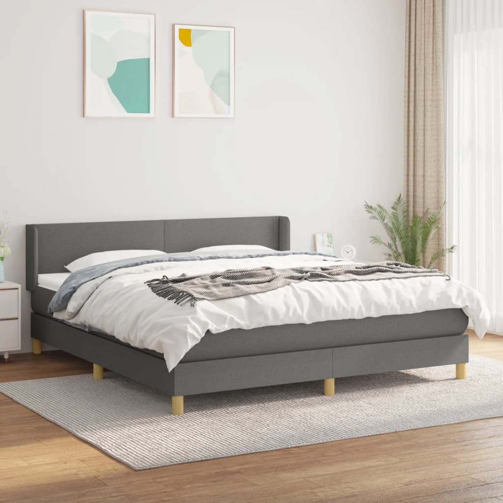 Molle insacchettate letto contenitore con testiera regolabile grigio scuro