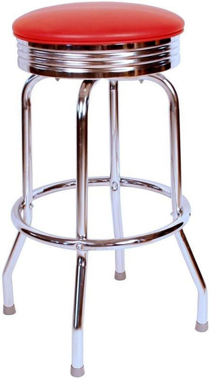 HomeStock Chrome Bar Stool 360 Swivel Blue Vinyl Upholstery 24" & 30" Height Red/24