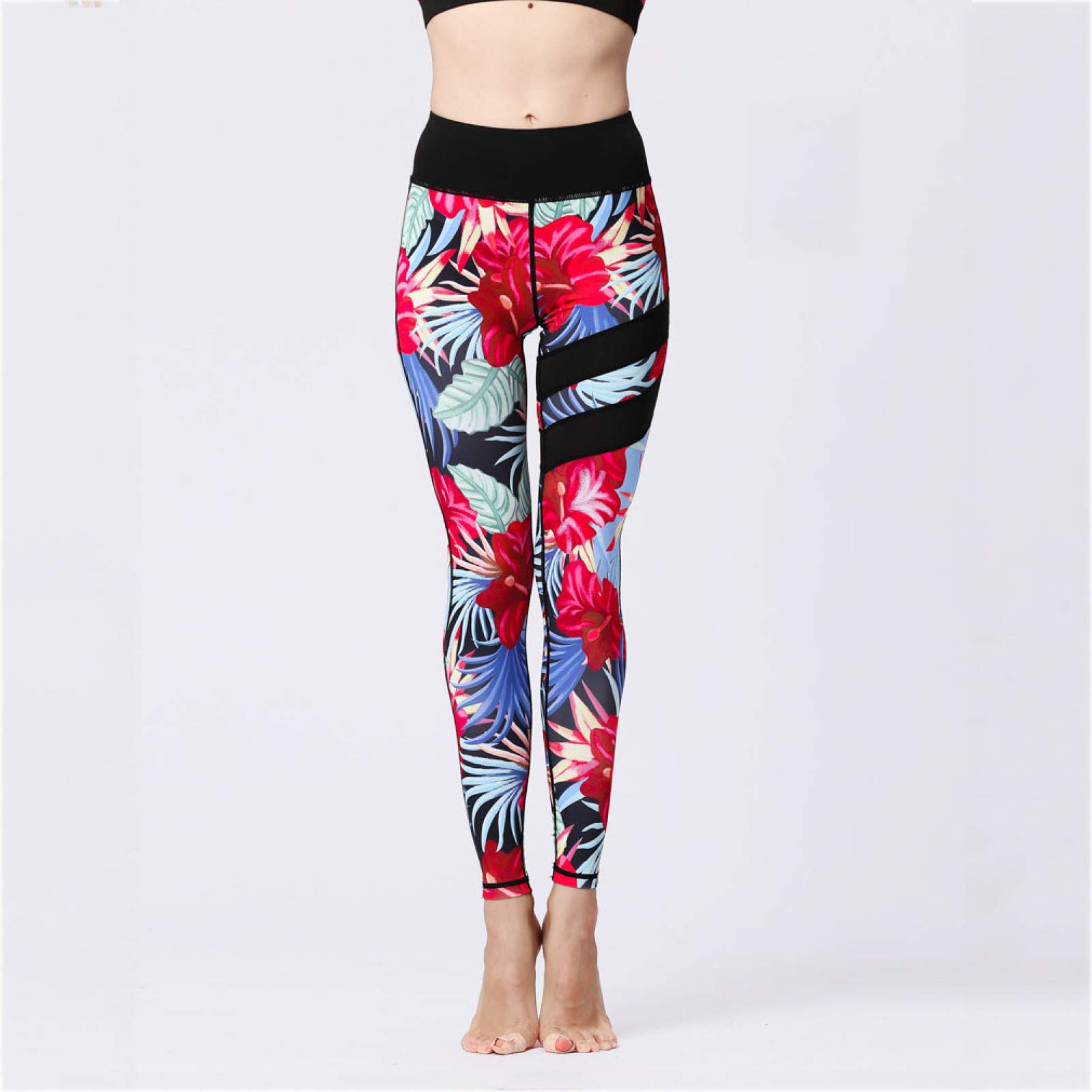 ZKHD Legginsy do jogi z nadrukiem damskie szybkoschnące plus size trening fitness spodnie elastyczne trening sportowe rajstopy, C-M