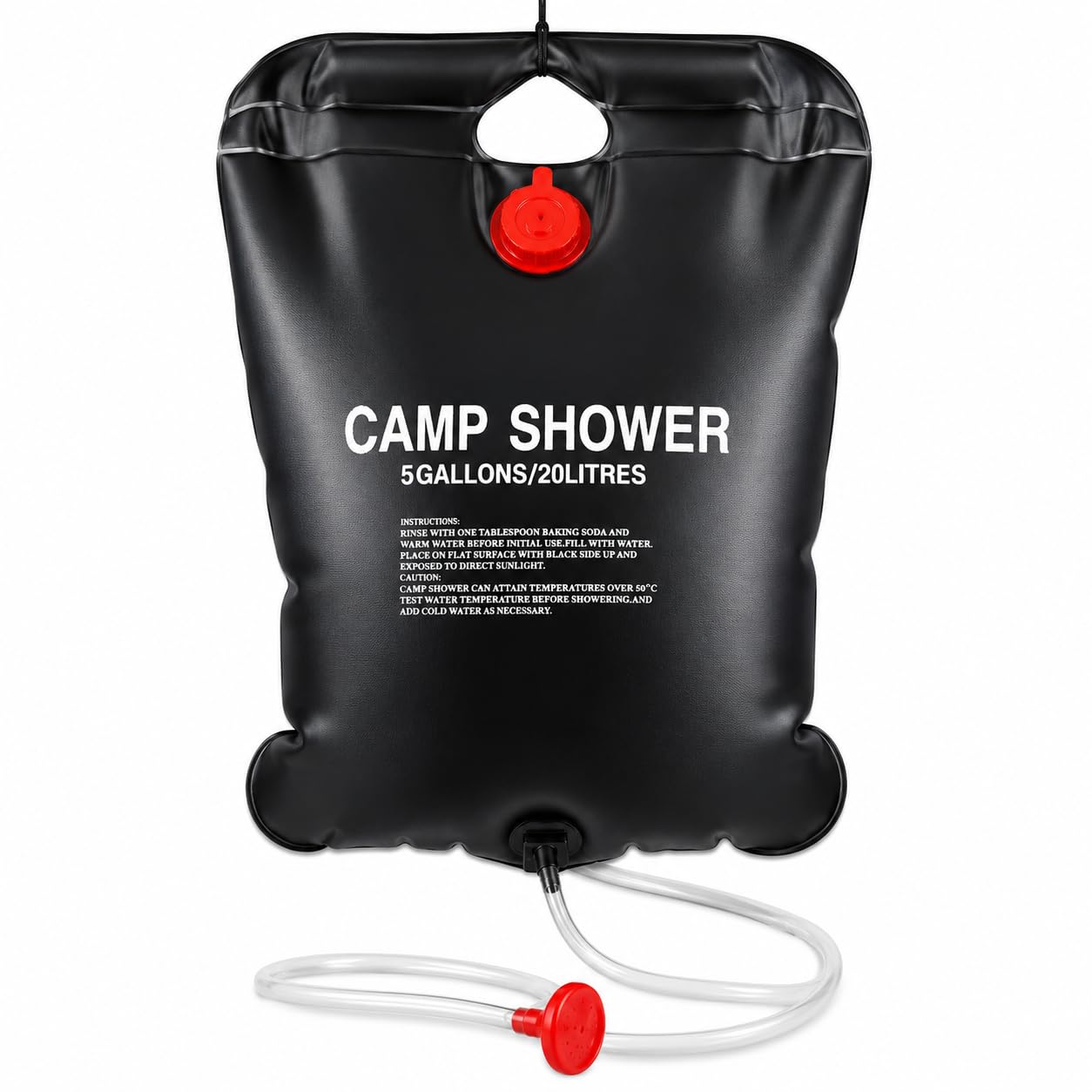 GrassWarehouse 20L Solar Shower Camping Bag Portable Outdoor Camp Shower with Hose & Shower Head, Solar Heated 5 Gallon Water Bag for Camping, Beach, Hiking, Festivals & Garden Use