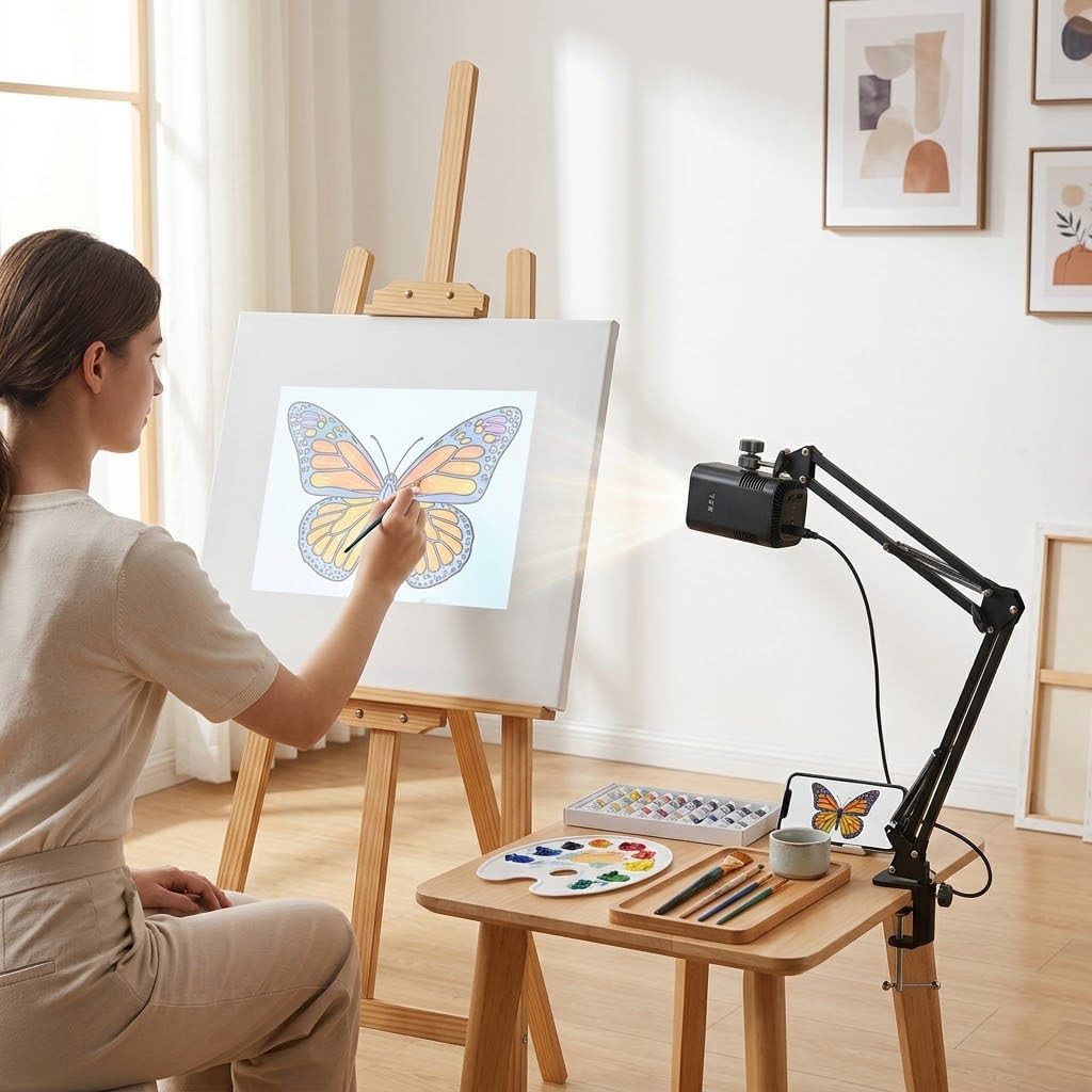 Art Projector for Tracing, Smart Art Sketcher Image Painting Optical Drawing Projector with Stand Desktop Wall Canva for Artists Kids