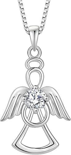 Lwsary Guardian Angel Necklace for Women 925 Sterling Silver Angel Wings Necklac