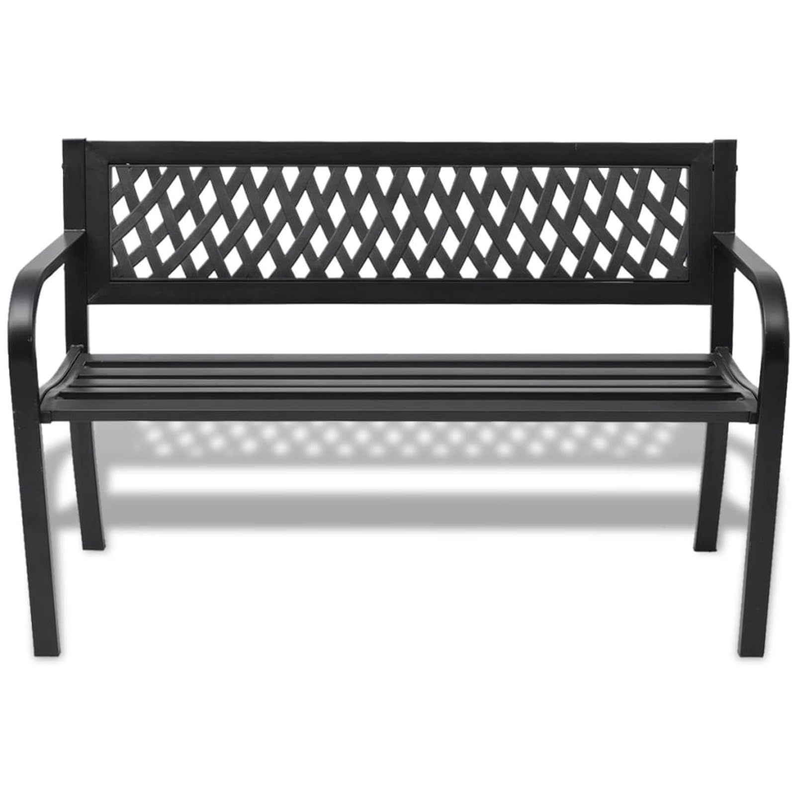 Homgoday Mobilier Banc de jardin 118 cm en acier noir, décoration de meubles, meubles d'intérieur/extérieur pour salon bureau