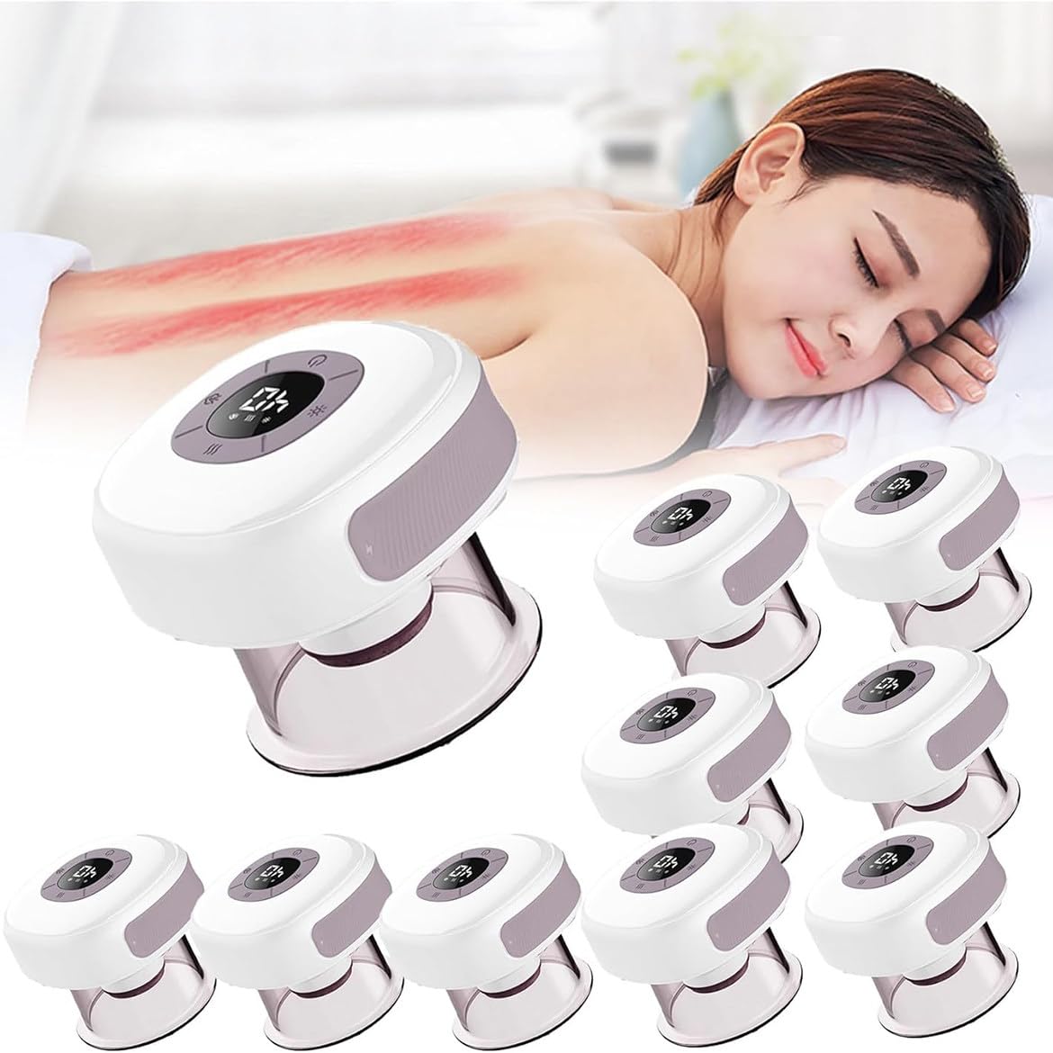 Set Di Coppette Elettriche Gua Sha Con 3 Coppette, 6 Temperature Regolabili, Massaggiatore a Vuoto Con Luce Rossa per Ridurre Il Dolore Muscolare