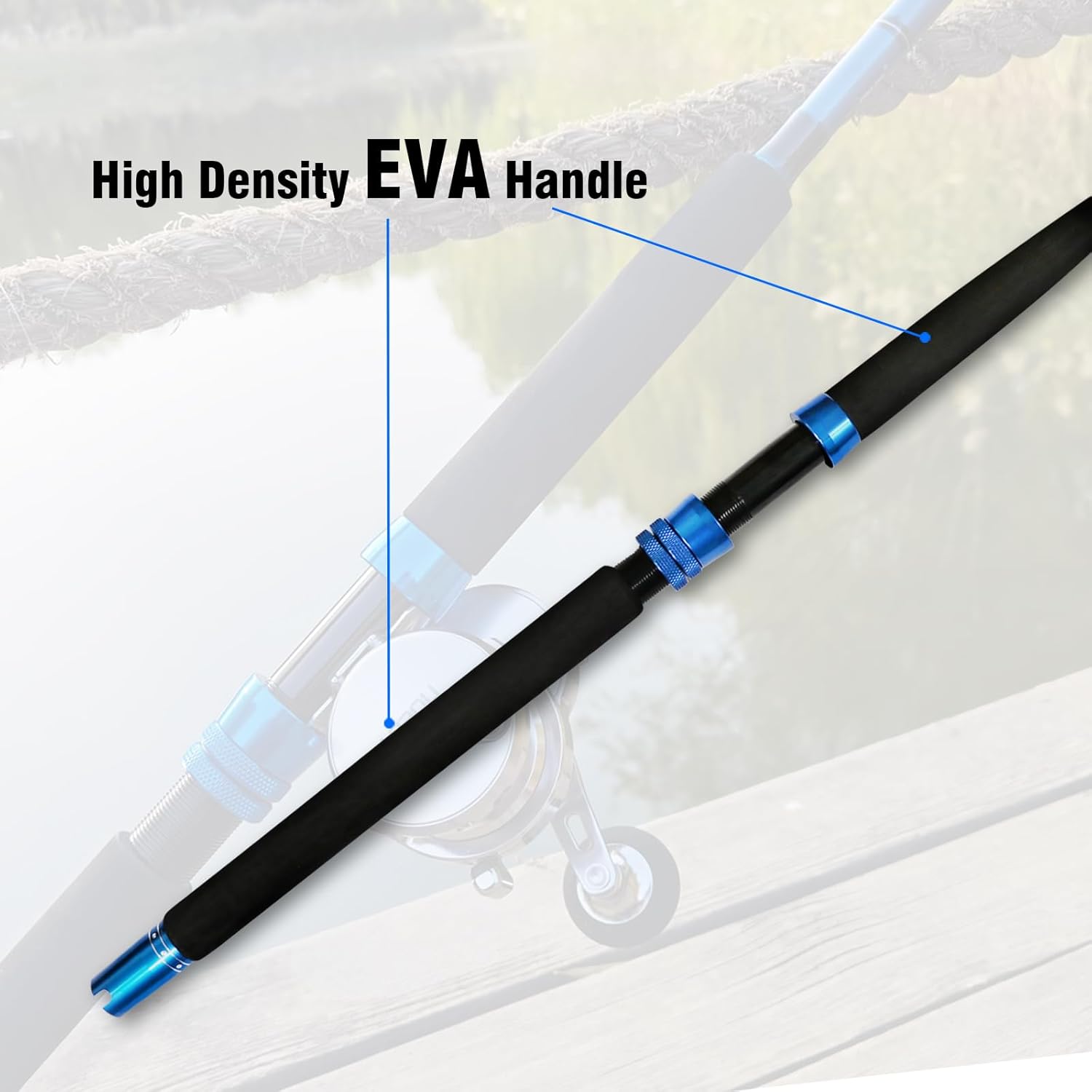 Fiblink 1-Piece/2-Piece Fishing Rod Saltwater Trolling Rod Cat Catfish Rod Conventional Boat Fishing Pole(15-30lb/30-50lb/40-80lb,6-Feet,Medium Heavy