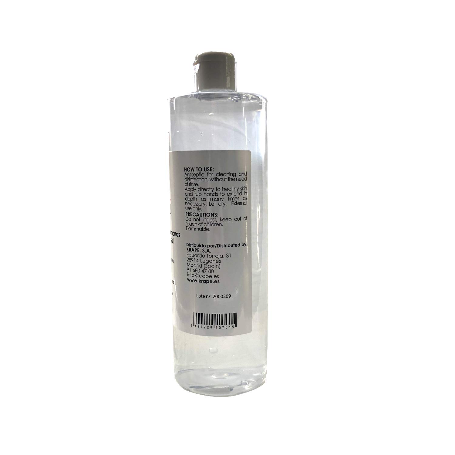 24 Gel KRAPE hidro-alcohólico desinfectante antiséptico de manos 500ml
