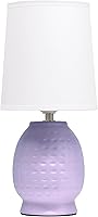 Simple Designs LT1161-LAV 12.5" Lavender Dimpled Ceramic Table Lamp - Petite Chic Glow for Bedroom, Office, Nightstand