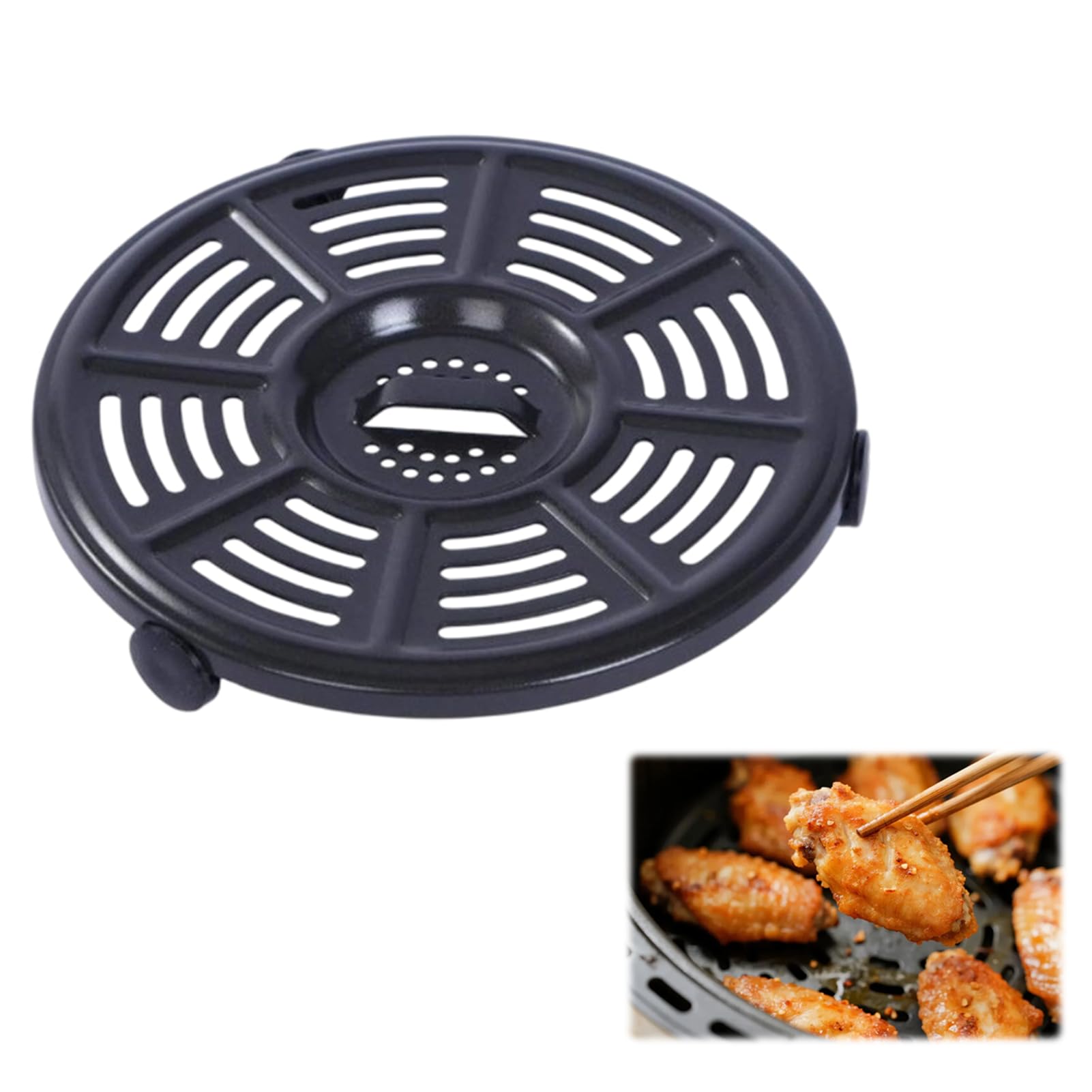 for Ninja Air Fryer Tray Replacement AF100UK 4 in 1, 8.2 Inch Round Food Grade, for Ninja Air Fryer Trays with Handle Non Stick Coated Airs Fryers Accessories Parts(Black)