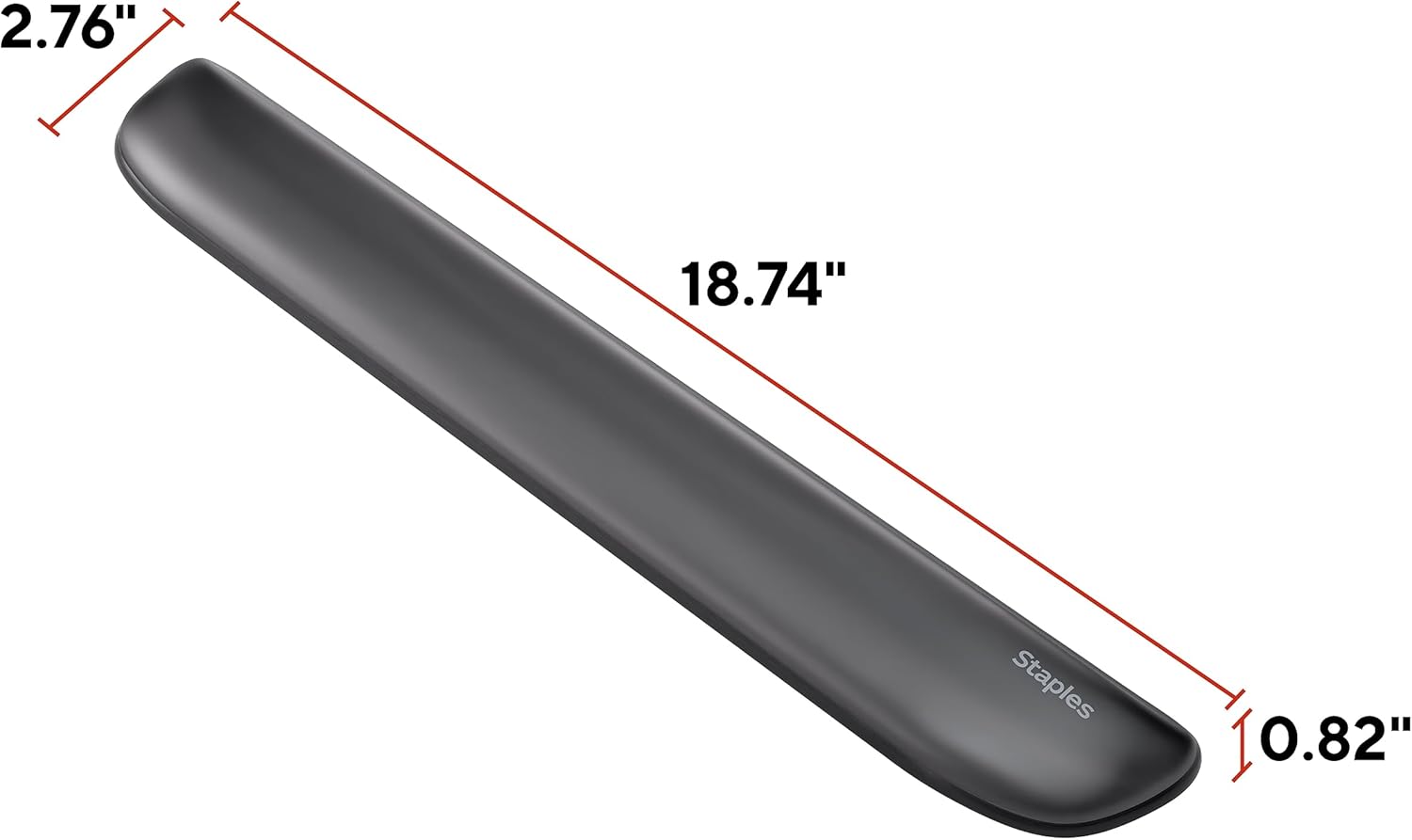 STAPLES Gel Keyboard Wrist Rest, Ergonomic Non‑Slip Wrist Support Cushion for Comfortable Typing, Durable Gel‑Filled Design, Black Crystal