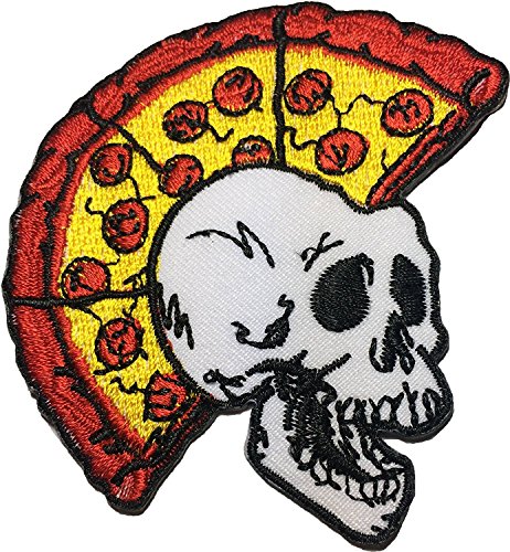 Hho Pizza Skull(Punk) Patch Embroidered Diy Patches, Cute Applique Sew Iron On Kids Craft Patch For Bags Jackets Jeans Clothes #TOP5