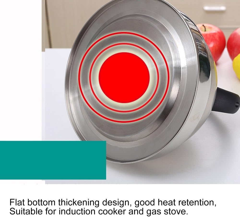 3L Capacity Stainless Steel Stove Top Tea Kettle Durable Thickened Flat Bottom Whistling Teapot Anti Hot Handle Hot Water Kettle