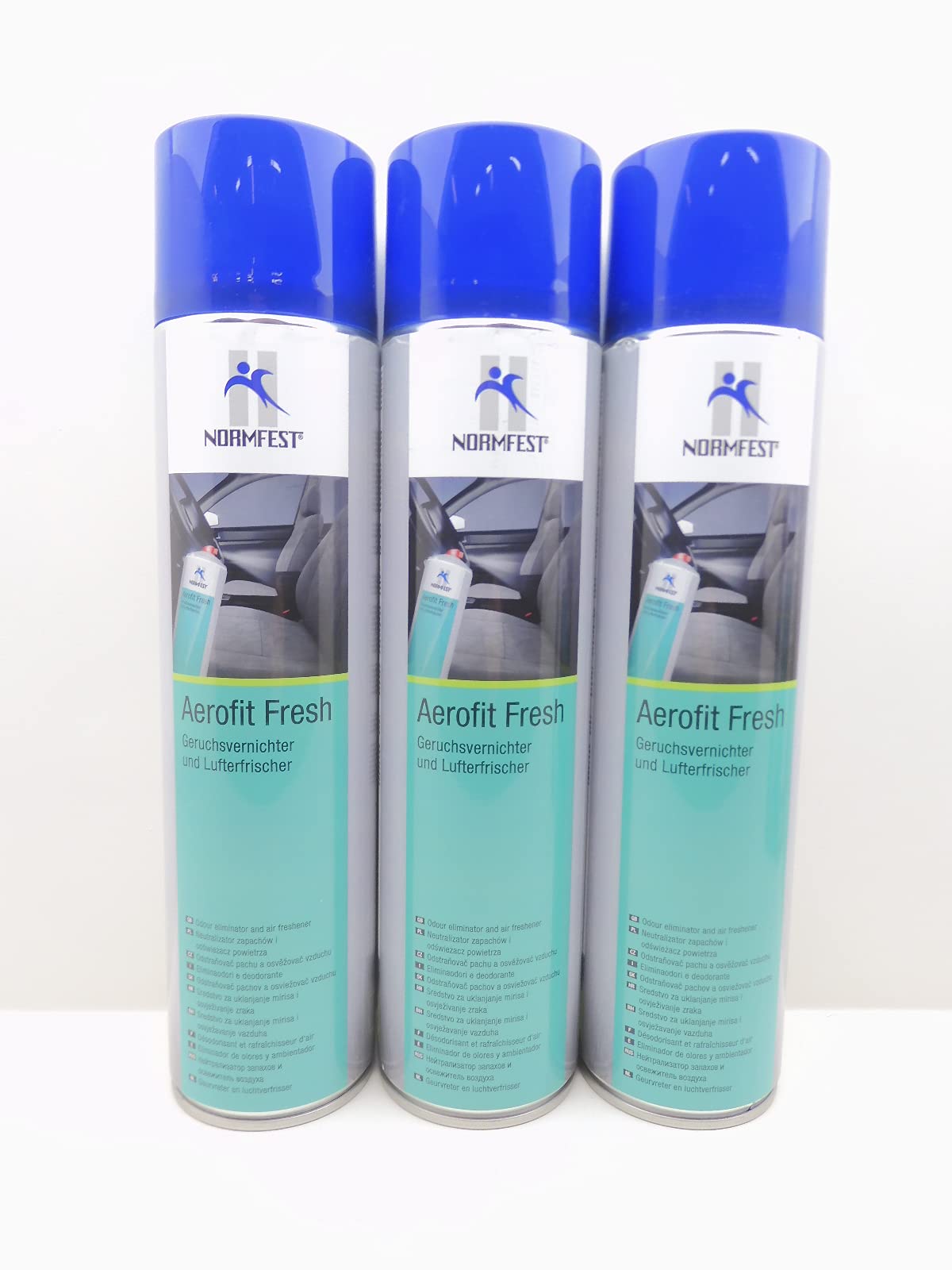 Normfest Aerofit Fresh Citrus – Geruchsvernichter & Lufterfrischer mit frischem Zitronenduft, neutralisiert zuverlässig schlechte Gerüche in Räumen bis 200 m³, fleckenfrei & ergiebig – 3x 600ml