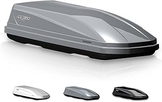 Perflex Exclusive Rooftop Cargo Box Carrier Large 17.7 Cubic Feet Car Top Mount Travel Luggage Storage, Dual Side Opening, 130 Lbs Weight Capacity, Extra Keys, Straps (Silver)