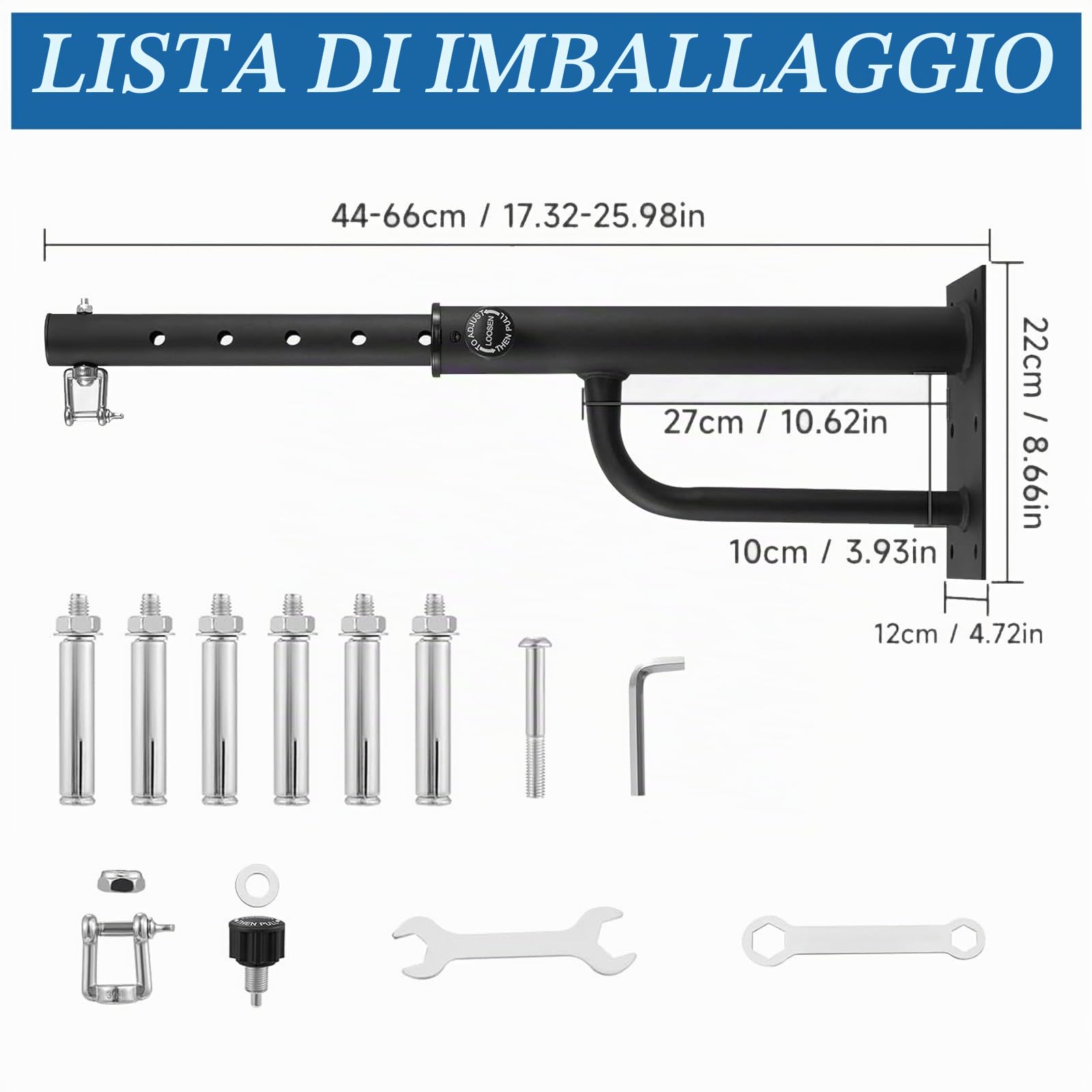 HAMON Supporto da parete per sacco da boxe, per carichi pesanti, girevole a 360°, supporto da parete per sacco da boxe, lunghezza regolabile, per casa e palestra, portata 150 kg