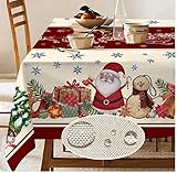 Forhomelife クリスマス テーブルクロス 撥水 クリスマス飾り レッド 長方形 150x180cm テーブルカバー クリスマス パーティグッズ 室内装飾 デコレーション 赤