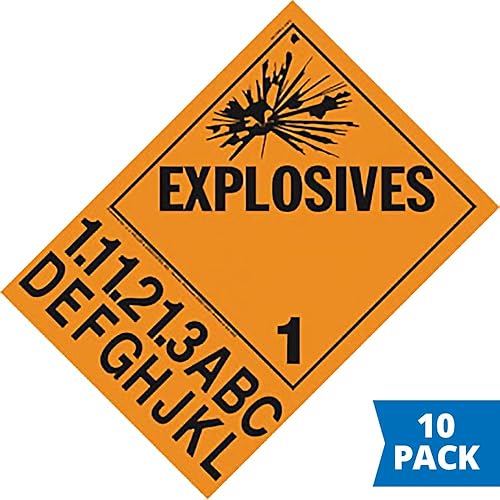 Miniatura 5 de Division 1.1A-1.3L - Cartel de explosivos, redactado, paquete de 25 unidades, vinilo autoadhesivo permanente de 10.75 x 14.875 pulgadas, J. J.