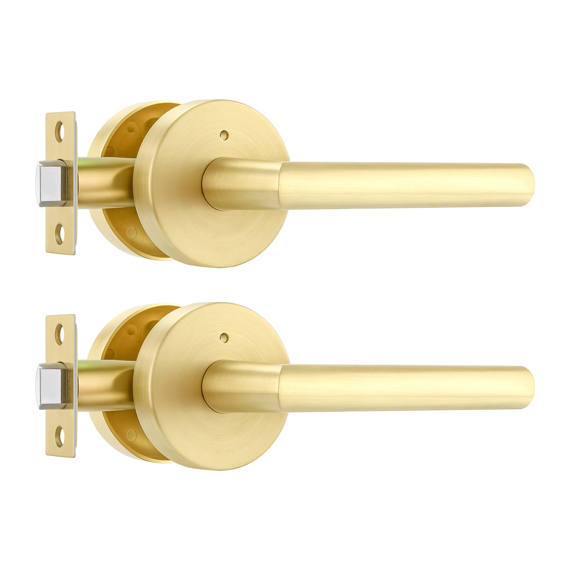 Poignées de porte dorées en alliage de zinc brossé pour chambre Lot de 2 Leydebong