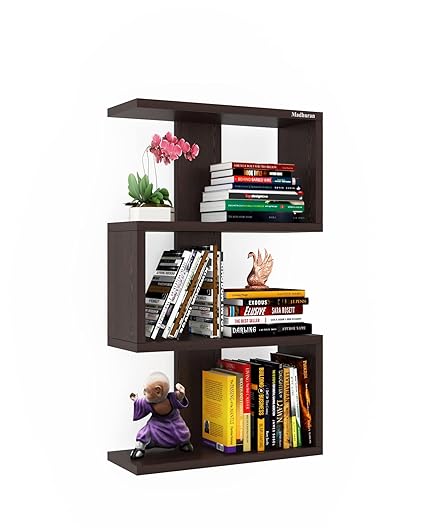 Madhuran Nexo Engineered Wood Wall Mounted Books Storage Shelf Racks Stands (Wenge Finish) Living Room Library Home Decor Organiser Items Decorative Bookends