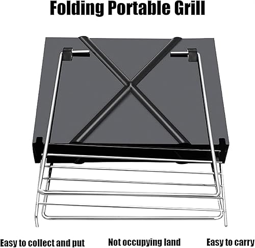 Miniatura 3 de Barbacoa Parrilla de carbón al aire libre Parrilla de carbón portátil Barbacoa Parrilla de barbacoa de acero inoxidable plegable para acampar Parr