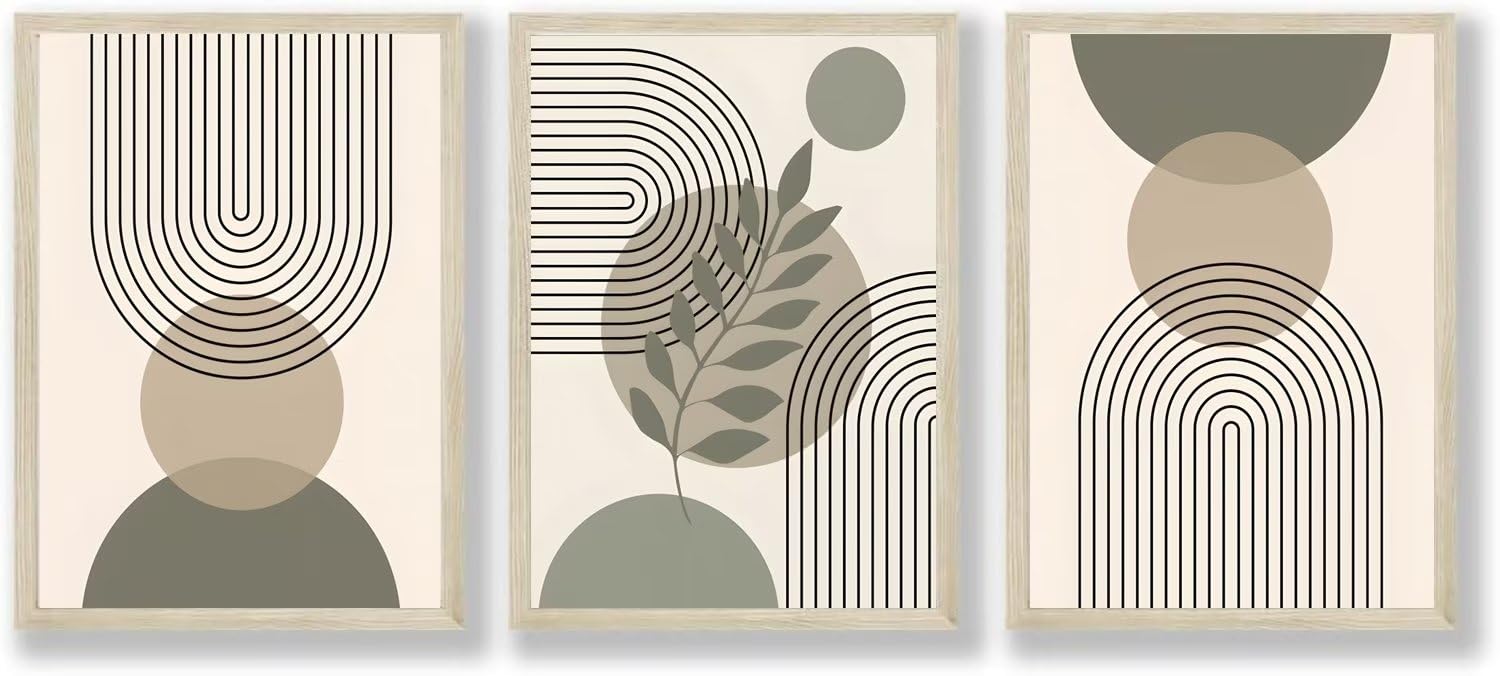 Boho Wall Art, 40,6 x 61 cm, stampa artistica da parete su tela incorniciata moderna della metà del secolo, stampe astratte per camera da letto, soggiorno e decorazione da parete minimalista per