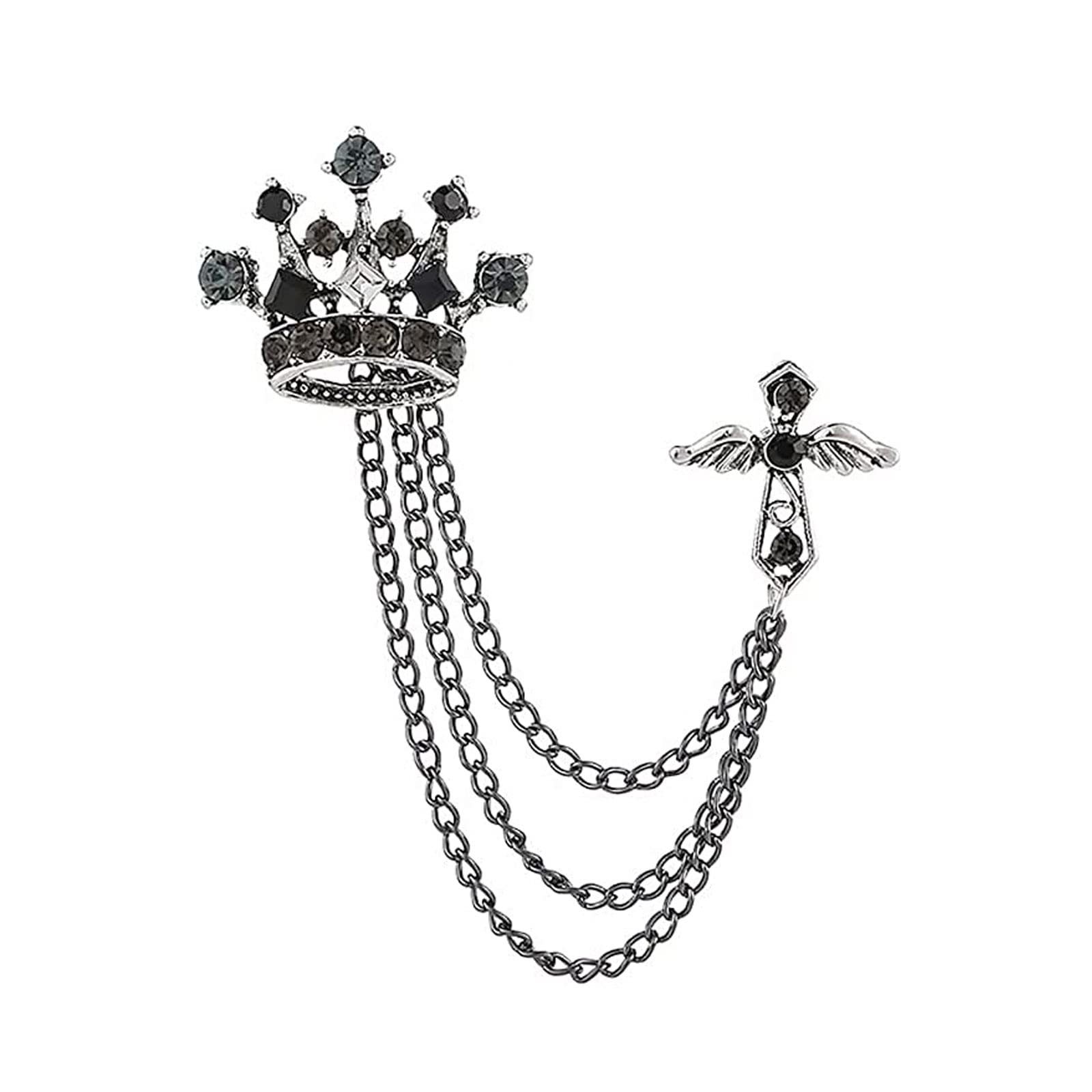 Collar Chain Pin for Men and Women - Hanging Tassel Brooch Lapel Pin for Business Suits - Bar Pin With Long Chain - Gifts