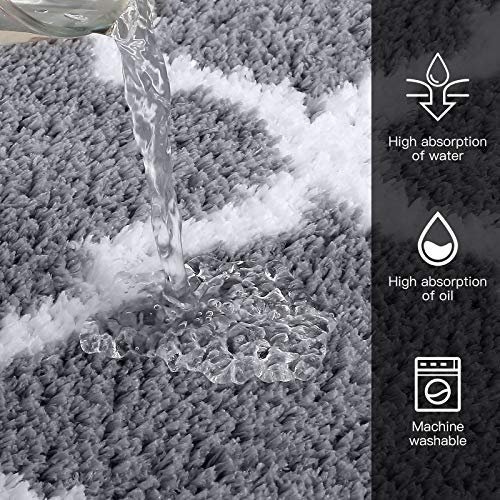 KMAT Kitchen Rugs and Mats [2 PCS] Super Absorbent Microfiber Kitchen Mat Non Slip Machine Washable Runner Carpets for Floor, Kitchen, Bathroom, Sink, Office, Laundry,17.3