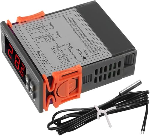 Miniatura 8 de Controlador de temperatura LCD digital 10A DC 24V Termostato STC-1000 3.3 ft Sensor NTC Termostato Regulador Calentador Enfriador 2 Salida de relé