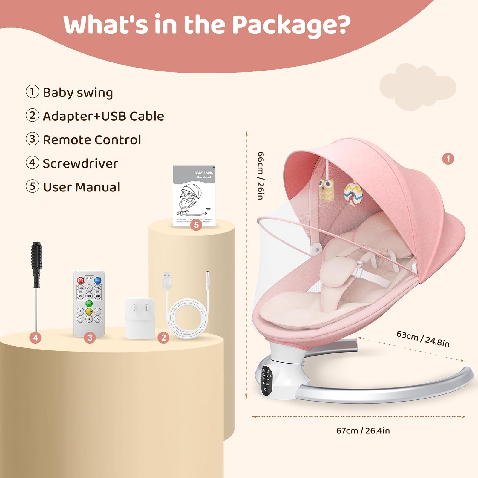Transat Bebe Electrique,Helangel Transat Balancelle Bebe Electrique avec Télécommande et Wireless Balancelle avec Harnais de sécurité 5 Points pour enfants jusqu’à 9 kg