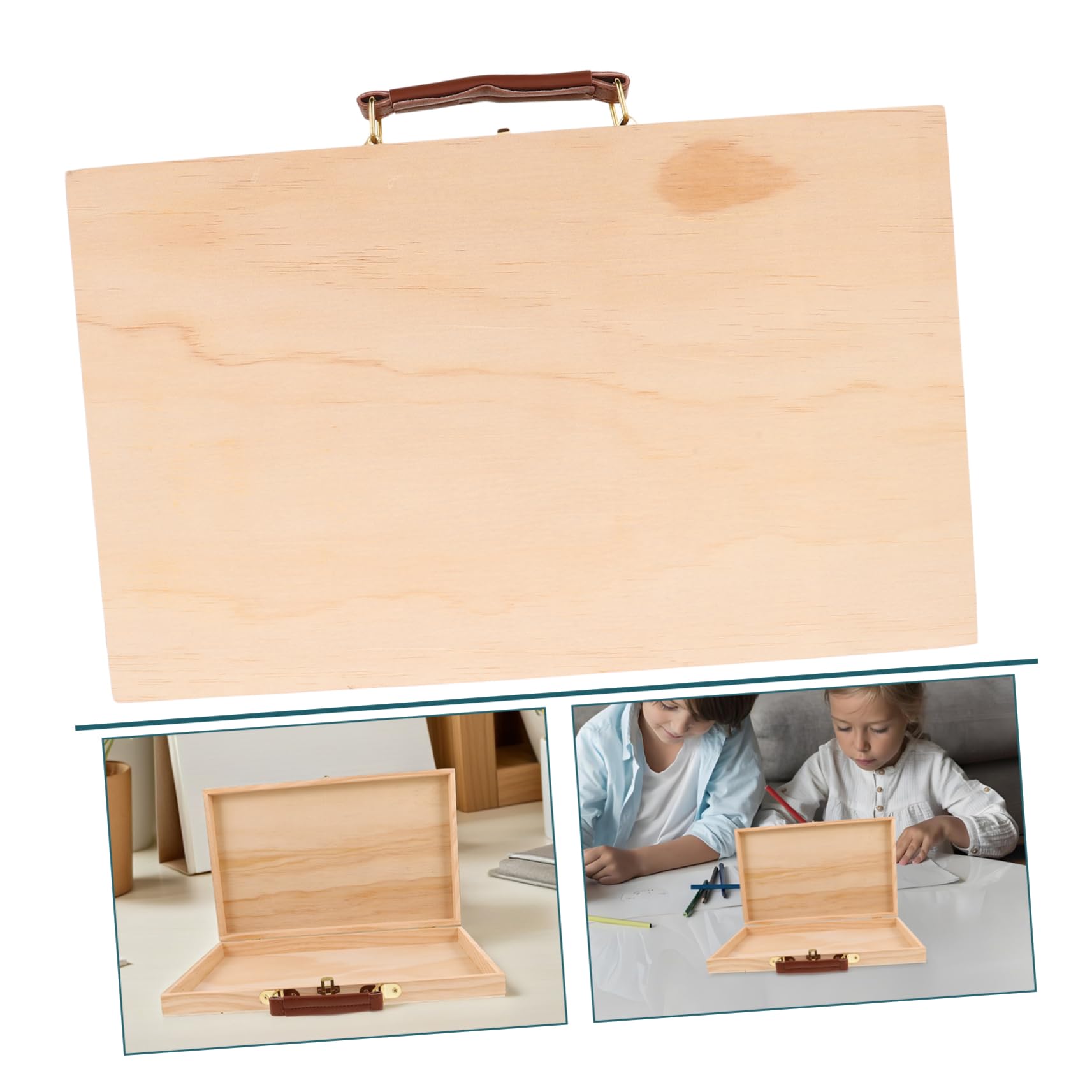 SOIMISS Caja de Almacenamiento de Madera Portátil y Ligera para Artistas con Compartimentos Múltiples y Asa Incorporada, Adecuado para Pinceles y Sellos en Estudio o Pintura al Aire Libre