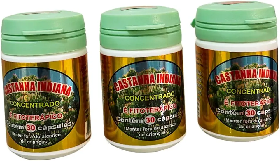 3x Castanha Indiana Concentrado, 90 Cápsulas, Suplemento Natural para Dores Articulares