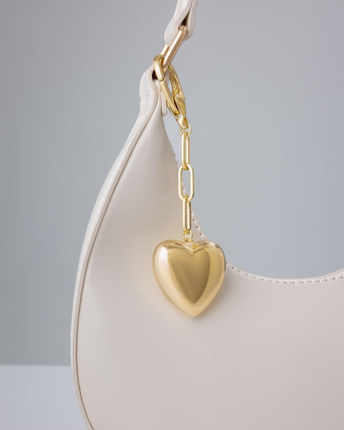 PAVOI 14K Gold Plated Heart & Cherry Bag Charm for Handbags - Chunky Charm for Purse & Totes - Valentines Day Gold Keychain - Image 2