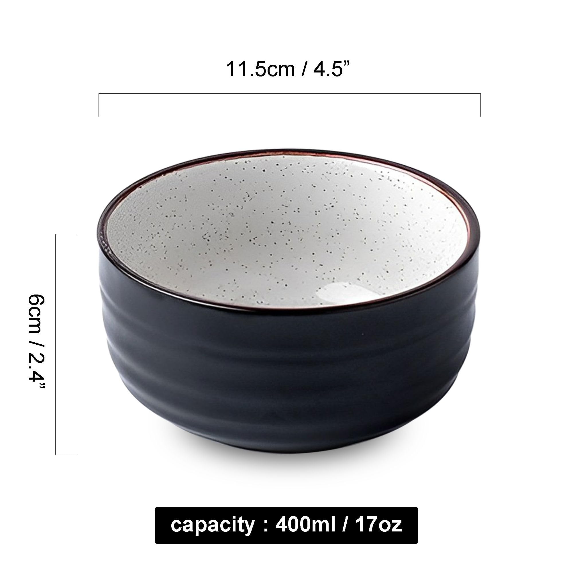 Keramik-Müslischalen-Set – mikrowellengeeignete Frühstücks- und Suppenschüsseln, 400 ml Fassungsvermögen, 4 Stück, langlebiges und stilvolles Design für den täglichen Gebrauch