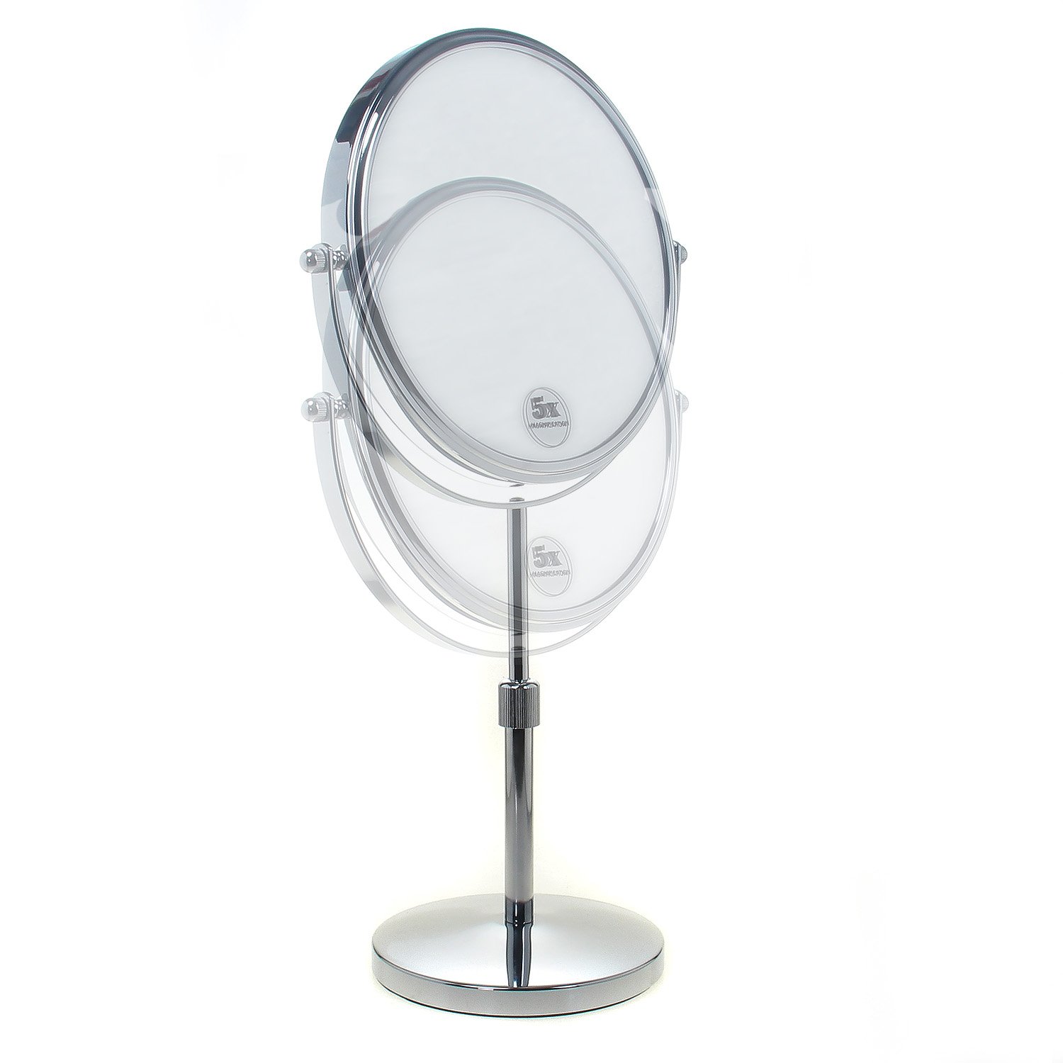 TUKA Specchio Bagno per Trucco 10X Ingranditori, 8" Doppio Specchio Cosmetico Con Piedistallo, ø 20 cm Specchio da Tavolo per Trucco e Rasatura, 2 Facciate Vanity Mirror, Cromato, TKD3114-10x