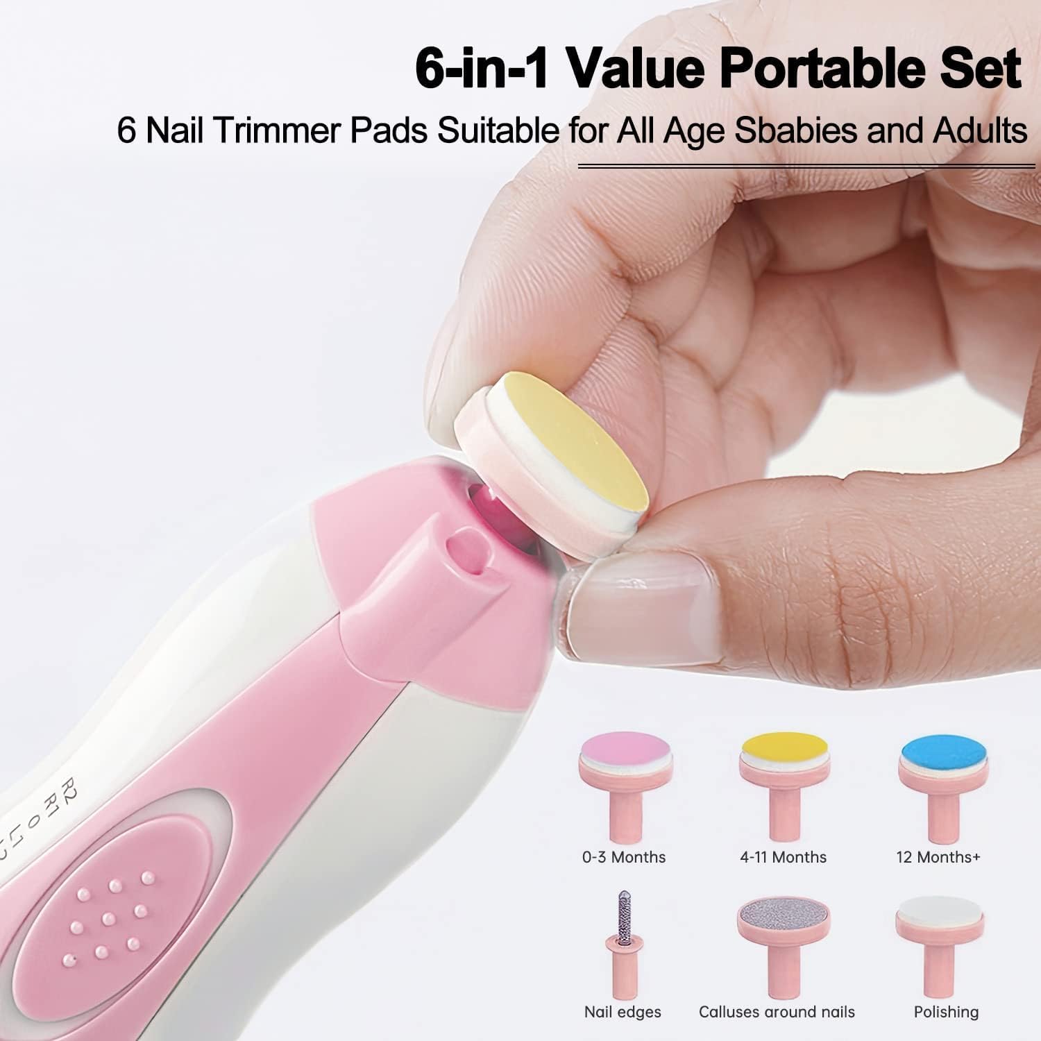 Baby Nail Trimmer Electric Baby Nail Clippers with Light Newborn Infant Toddler or Adults 6 Grinding Pads Kids Nail Care Trimmer (Multi-color-Blue-pink) pack of 1 BABY NAIL TRIMMER) - Image 4 thumbnail