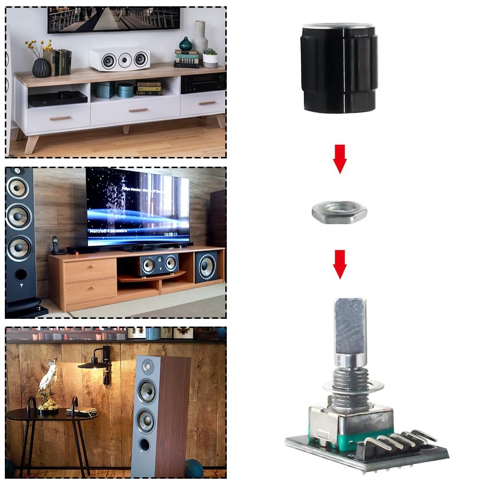 Rotary Encoder,Codeur Rotatif,360 Degrés Codeur Rotatif,Encodeur,Codeur Rotatif,Potentiomètre Numérique,5Pin Commutateur De Codeur avec Capuchon de Bouton pour Arduino,3 Set