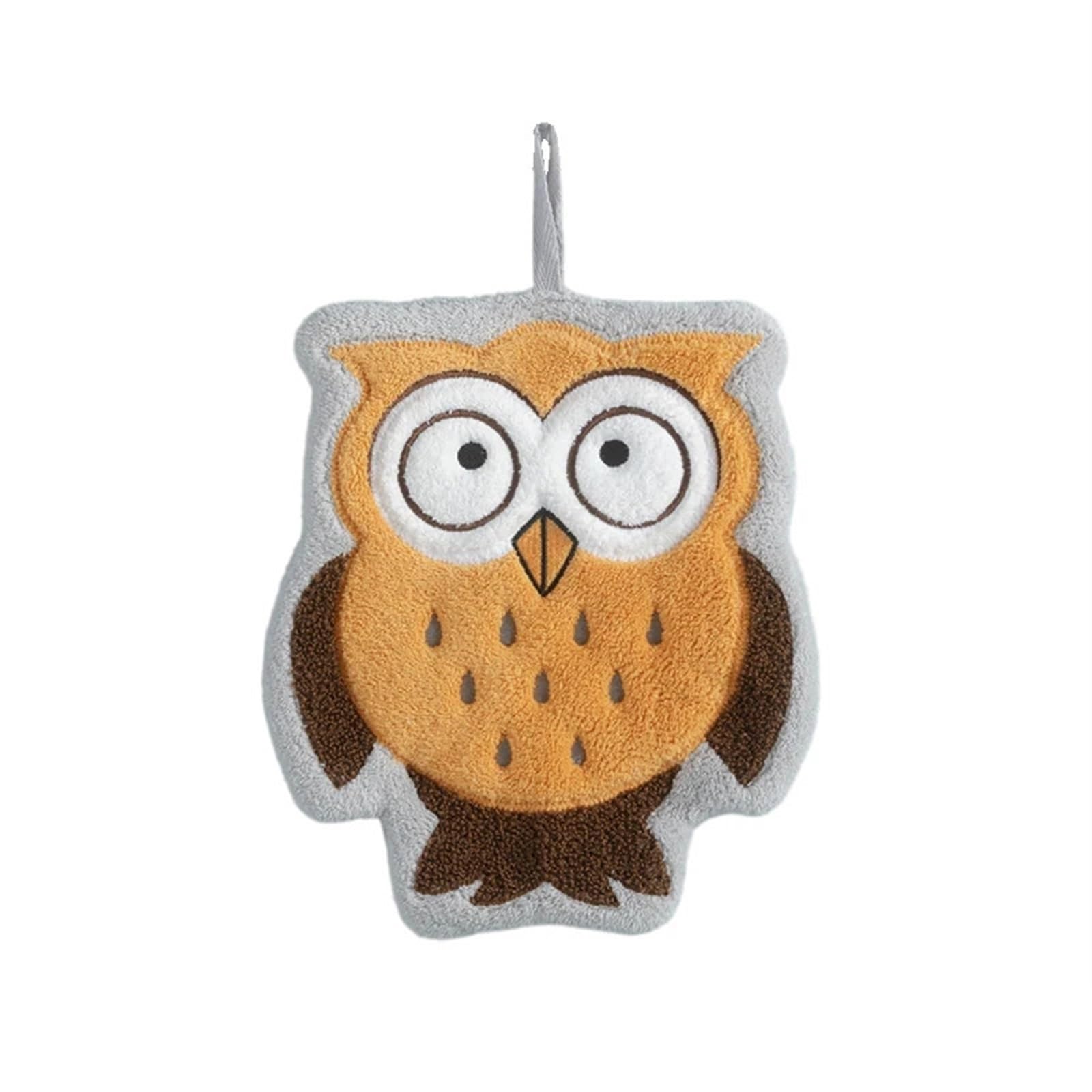 WSQHAO 3Pcs Owl Wall-Mounted Hand Towel, Absorbent Hanging Kitchen Bath With Loop for Hand(Color1)