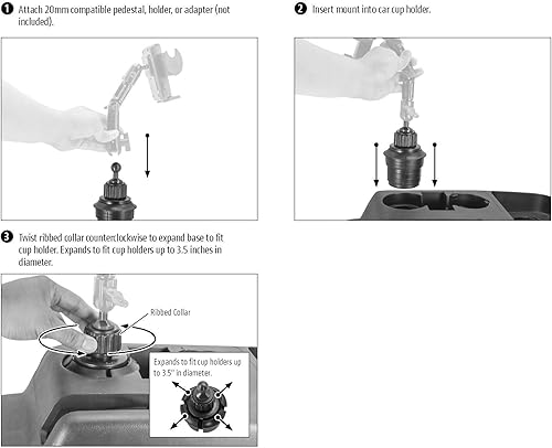 Miniatura 4 de ARKON Mounts - Soporte para portavasos de coche resistente, compatible con bola de 0.787 in