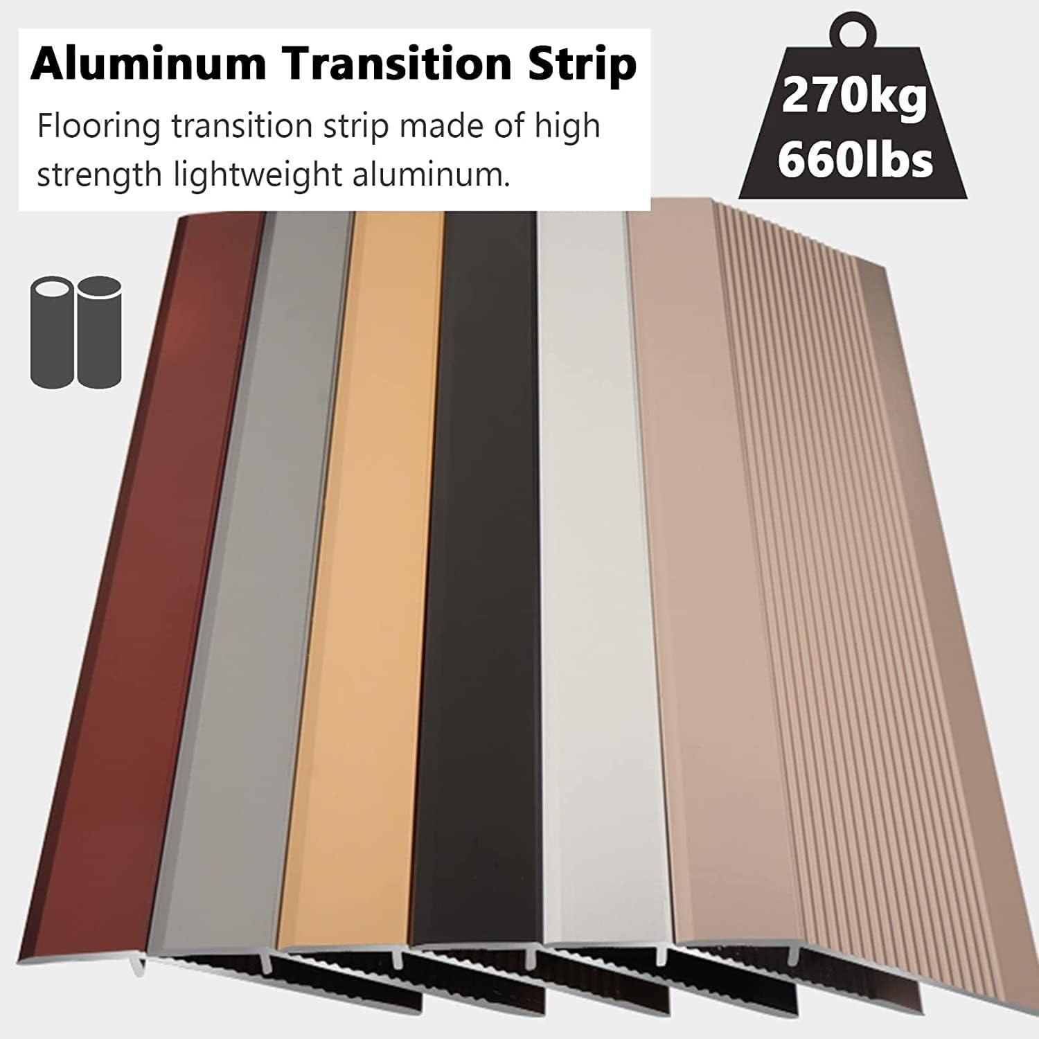Doorway Uneven Floor Transition Strip, 3.2ft Floor Mat Edge Reducer - Metal Transition Strip Floor Aluminum Threshold Strip Carpet Edge Trim Non-Slip Floor Reducer for Door Patio Door Wide Ribbed Ramp