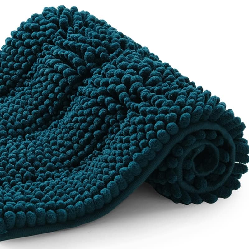 TENGTENGLINK Bath Mat for Bathroom Ultra-Soft Machine Washable Rugs for Shower Room with Non-Slip Backing Shaggy Absorbent Luxury Chenille Bath Rug Perfect for Tub Sink Bedroom Door (16'x24', Cyan)