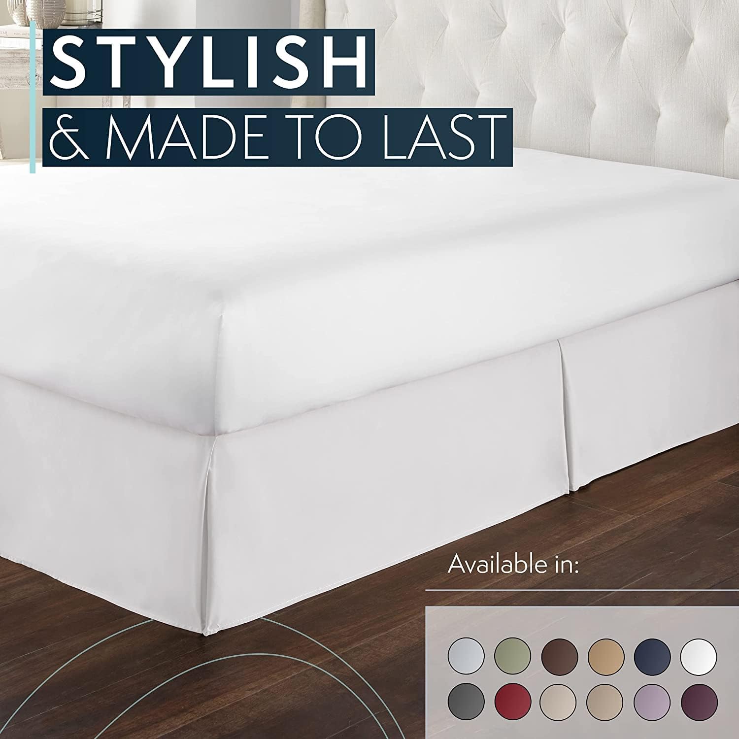 Plum Magic Bed Skirt Twin XL Size -14 Inch Drop Pleated Split Corners Bedskirts -Microfiber Box Pleated Bedskirts - Never Lift Your Mattress Wrap Around Bed Skirt - Classic Style Magic Bed Skirt