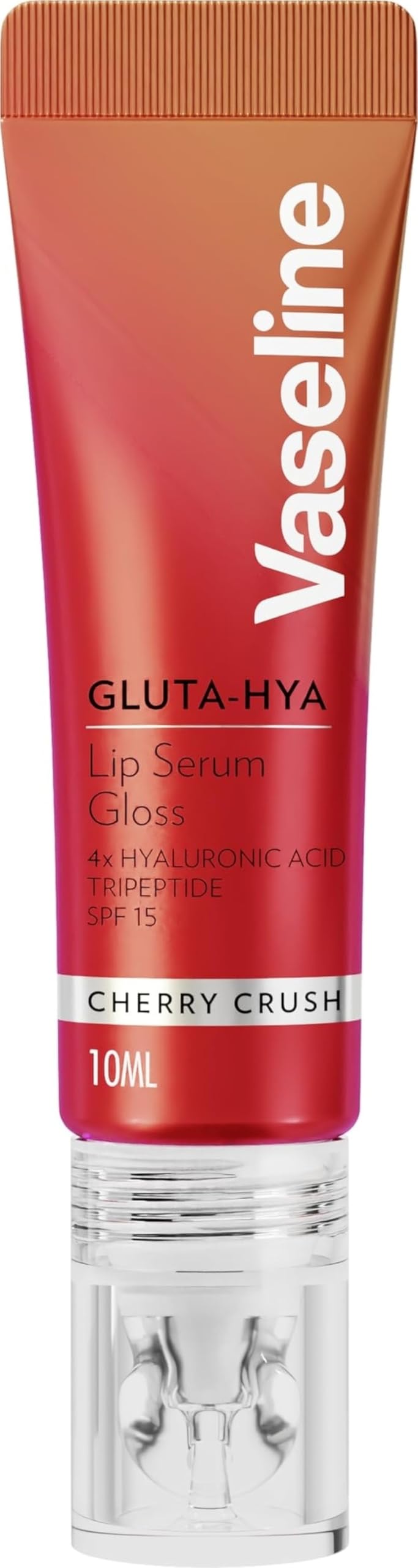 Vaseline Gluta-Hya Cherry Crush Lip Gloss, Serum Lip Care with Hyaluronic Acid and GlutaGlow Technology, Tints, Plumps and Protects with SPF15 for Plump and Dewy Lips 10 ml
