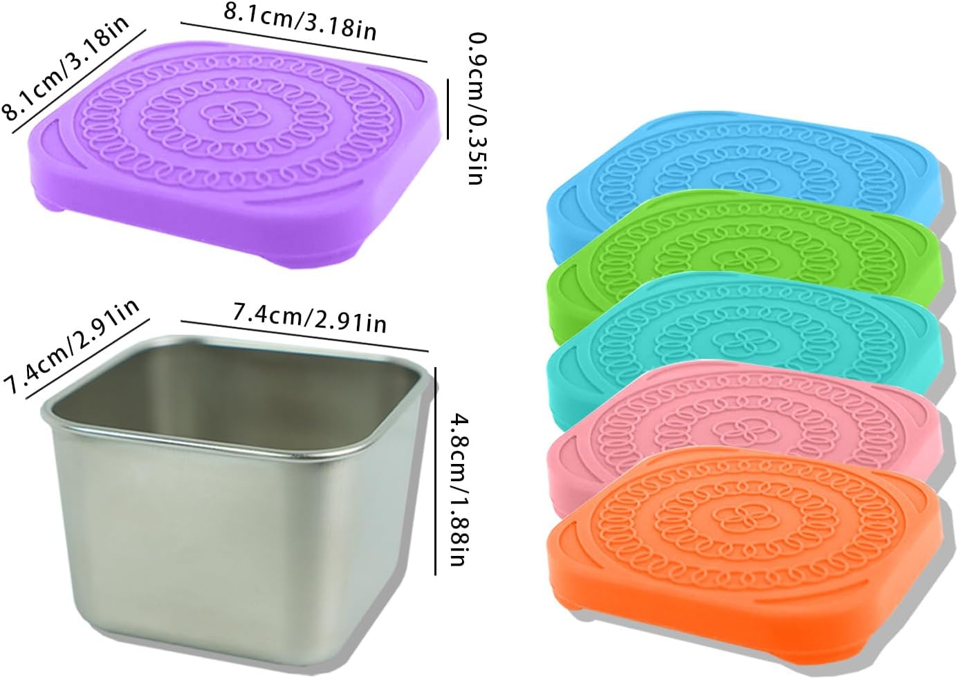 6 Pack Stainless Steel Condiment Cups with Silicone Lids, 6 oz Leakproof Dressing Containers for Lunch Boxes & Meal Prep, Reusable Sauce Containers for Dips, Snacks, Bento, Dishwasher Safe - Image 2