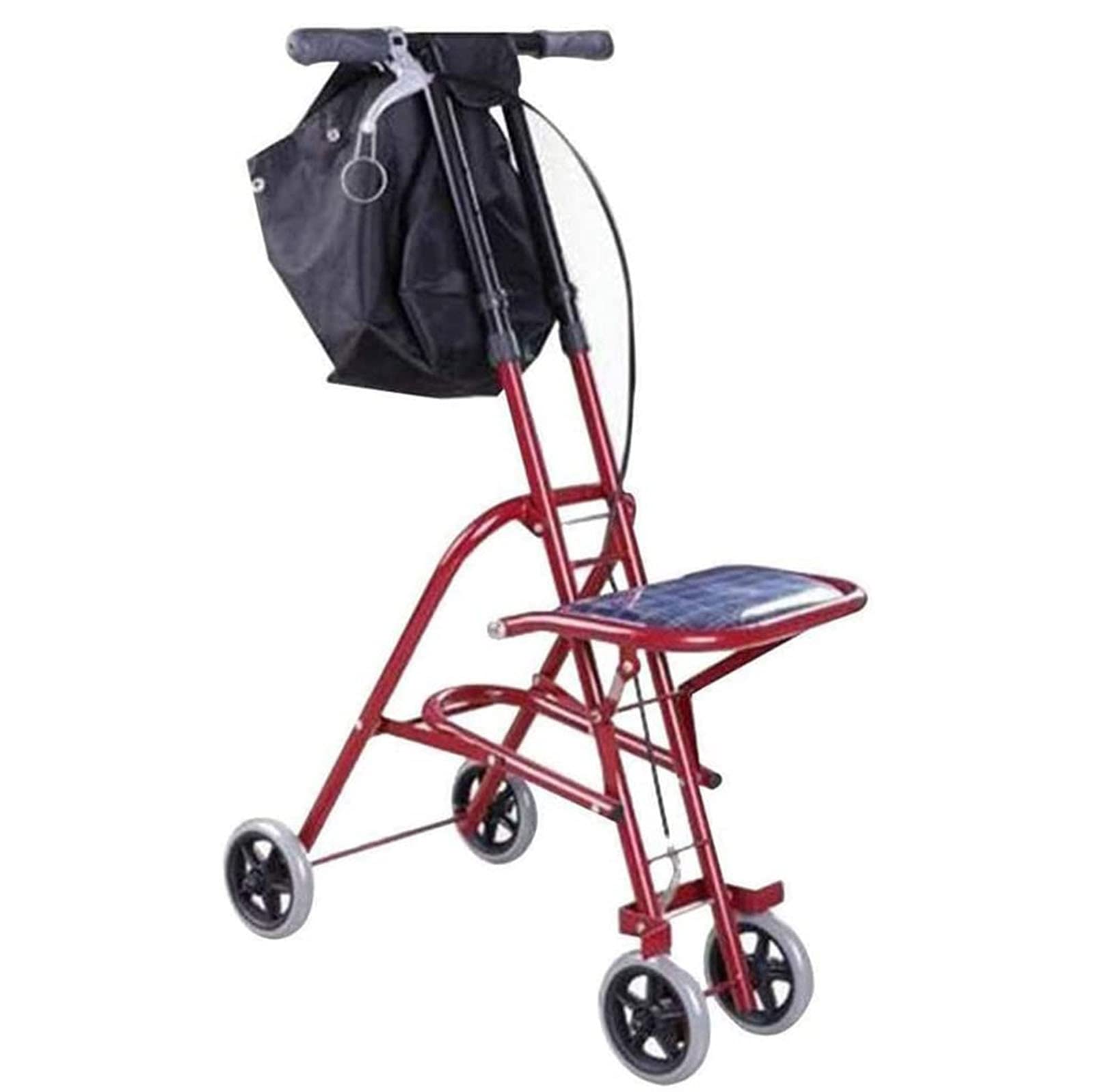 Walkers dla seniorów, 4 koła z siedziskiem, wielofunkcyjne składane pomoce do chodzenia z siedziskiem, regulowany wysokość Zakupy Kij