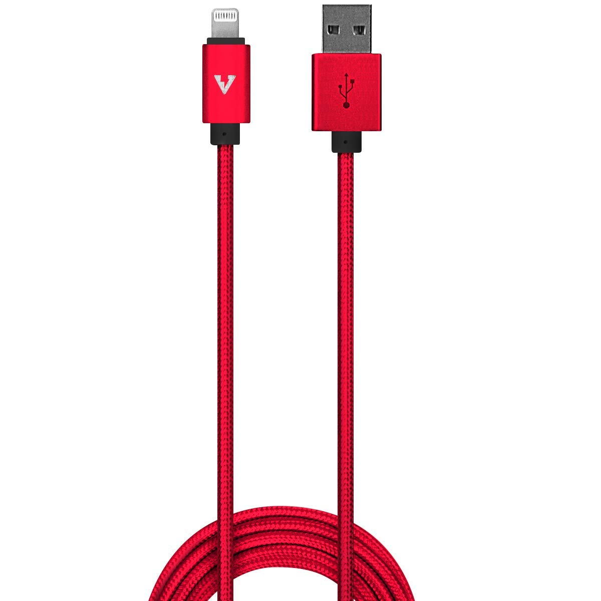 vCharged Red 12 FT Longest Lightning Cable MFi Certified Nylon