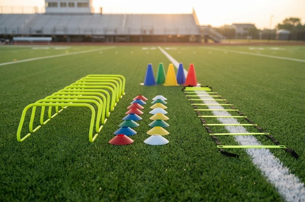 Agility Training Kit Combo – 4 meetar Speed Ladder,6 Cones 6inch & 6 Hurdles Set 6inch, 20 Saucer Cones, 6 Inch | Sports Fitness Training Kit for Kids & Adults | Agility Training, Kit 1-image-45