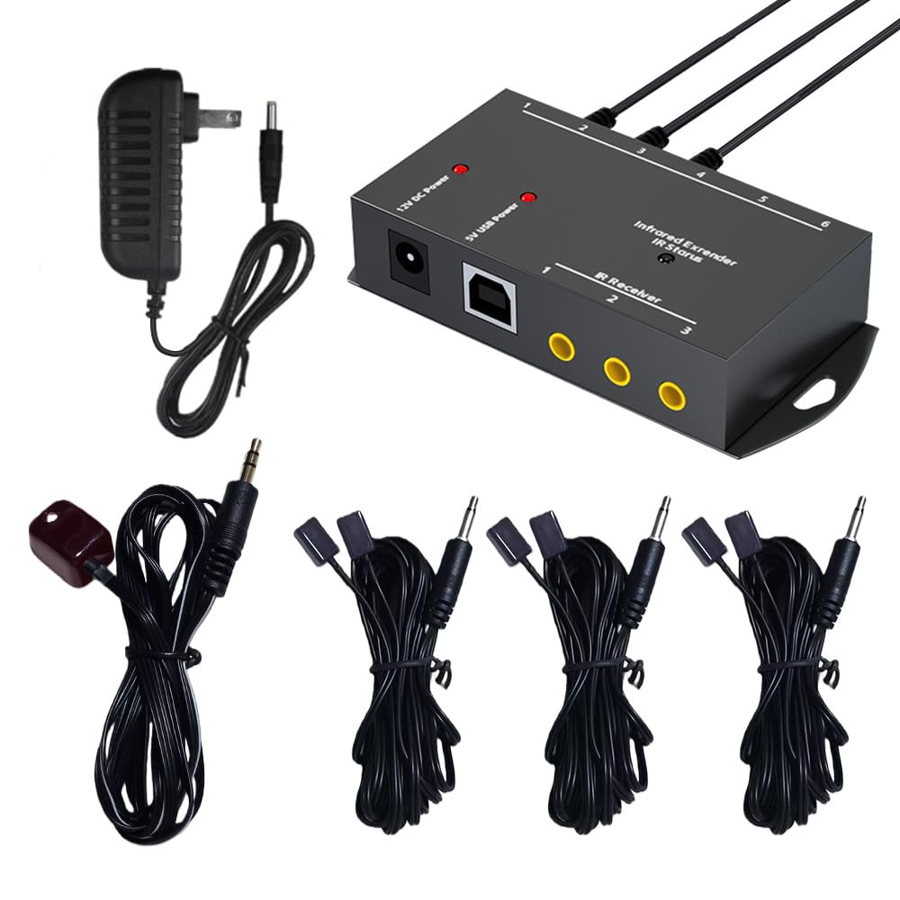 Infrared Repeater System IR Kit up to 6 Devices, Hidden IR Remote Extender Set, Suitable for Remote Control Extender Kit of Infrared Devices-LD (Control 6 Devices)-image-37